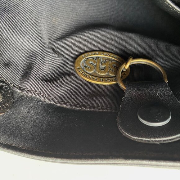 SAS Leather Bucket Handbag Shoulder Crossbody Adjustable Strap Black - Picture 7 of 16